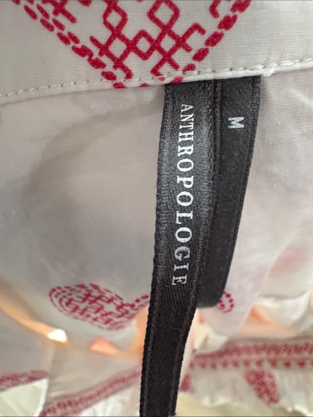 Anthropologie White Cotton Blouse with Pink Heart Print - Picture 5 of 5